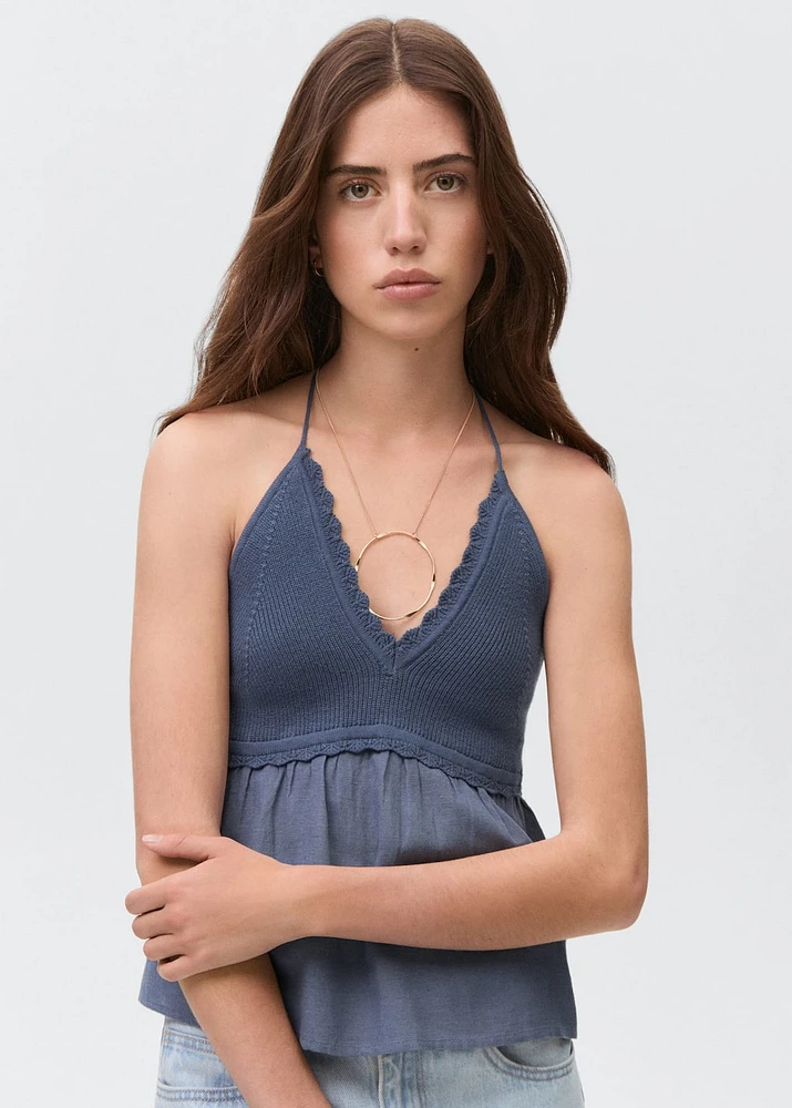 V-neck knit top