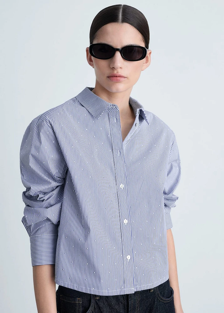 Striped shirt with rhinestone detail