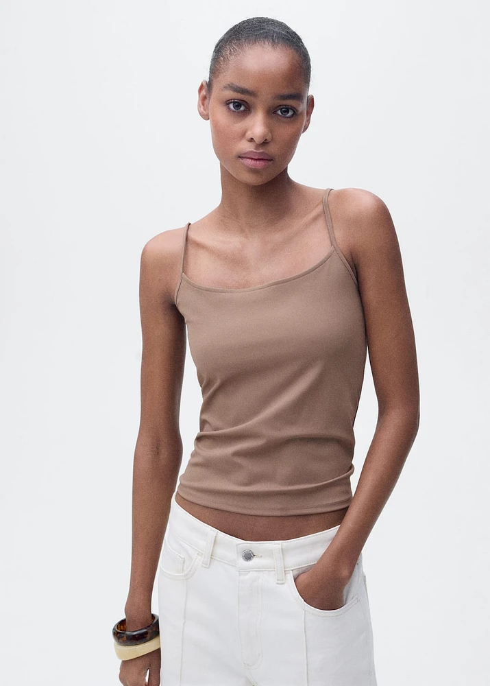 Fitted top with thin straps