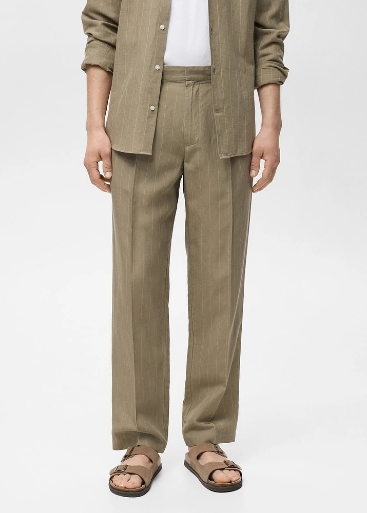 Pinstripe linen pants