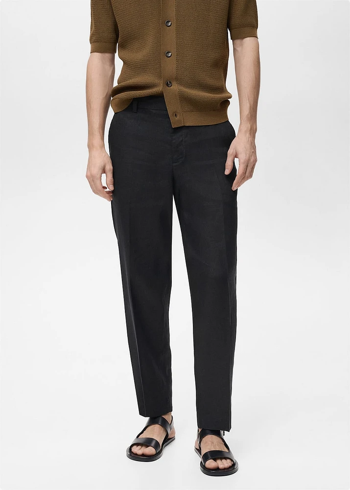 100% linen regular-fit trousers