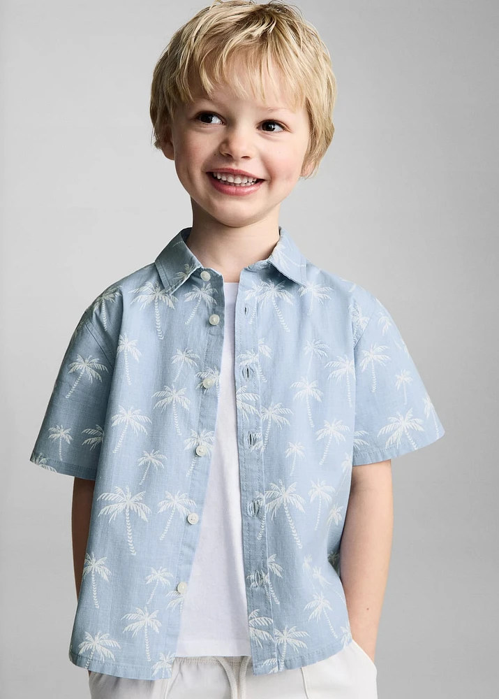 Palm print cotton shirt
