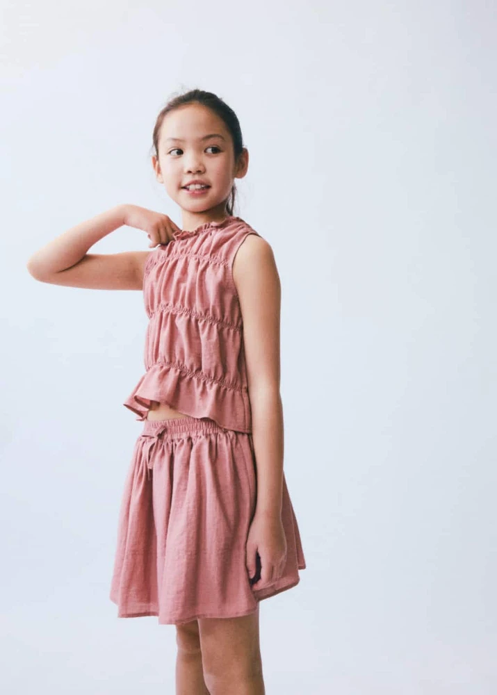 Linen skirt with elastic waist