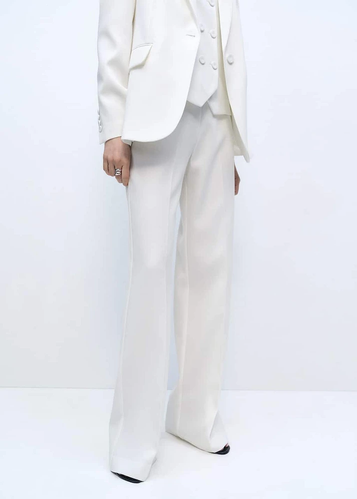 High-waist straight-fit suit pants