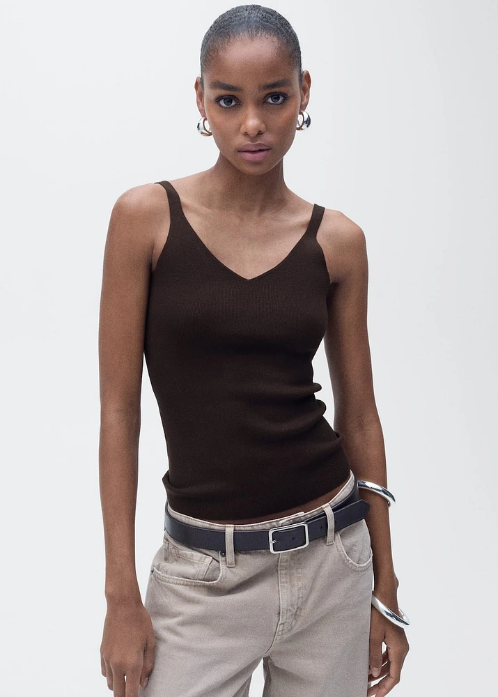 V-neck knit top