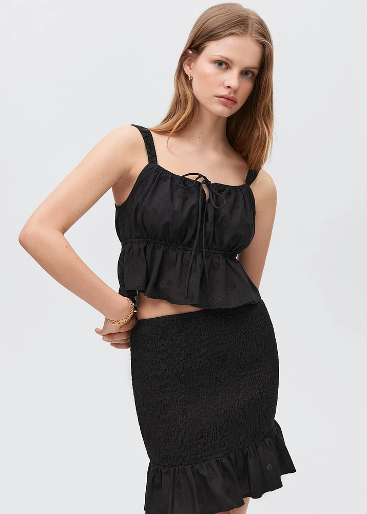 Embroidered crop top