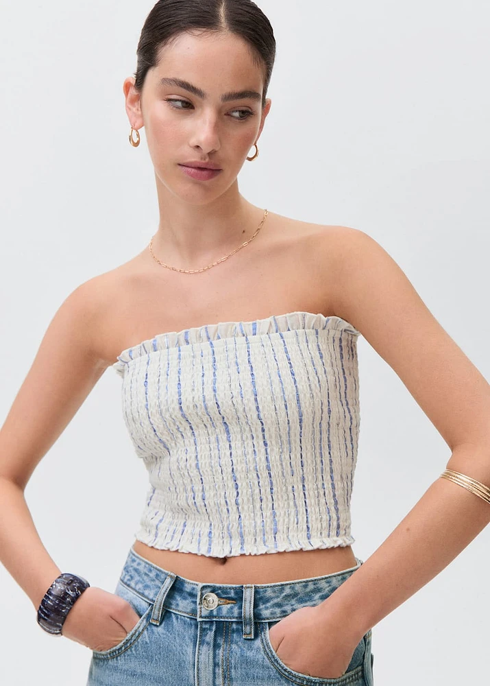 Striped strapless top