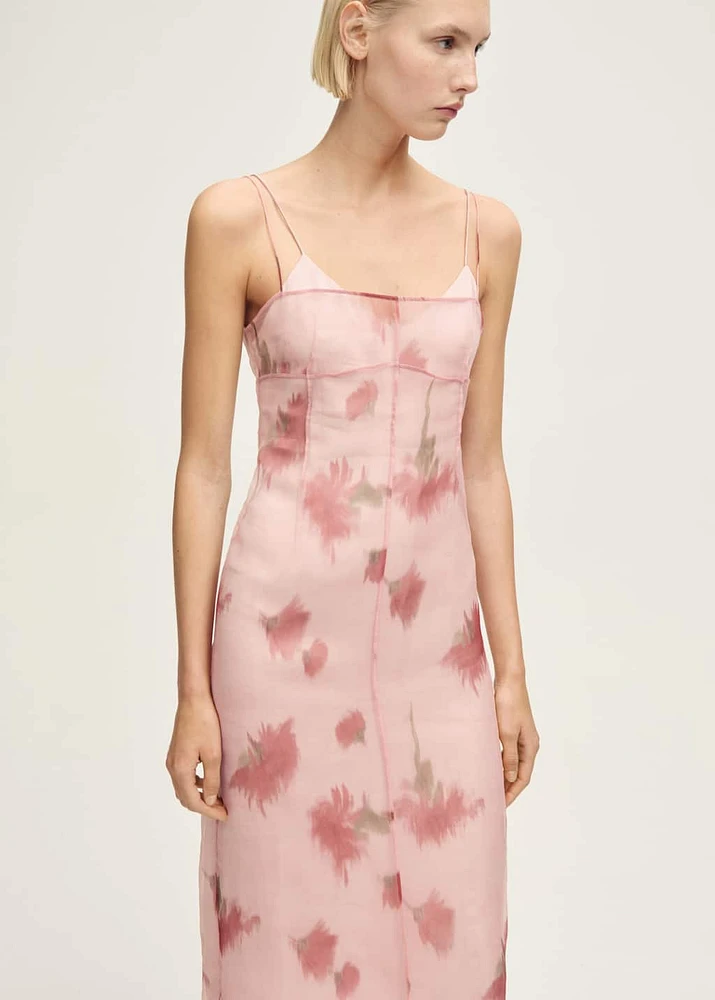 Floral-print combined dress
