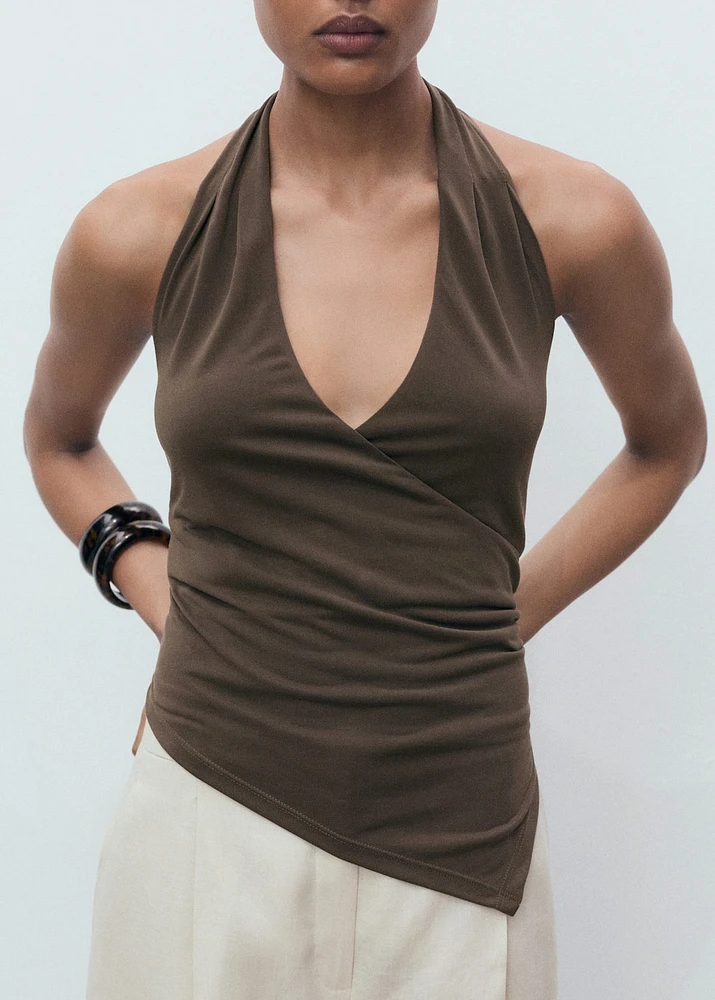 Halter-neck crossover top