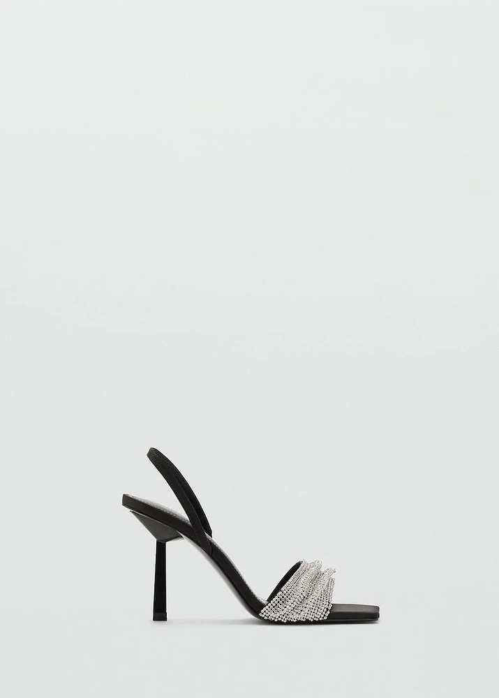 Heeled sandal with strass strap
