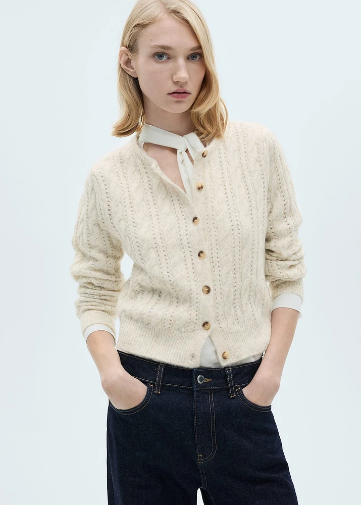 Braided cardigan with openwork details