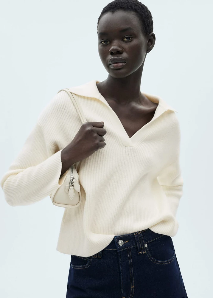 Knitted polo-neck sweater
