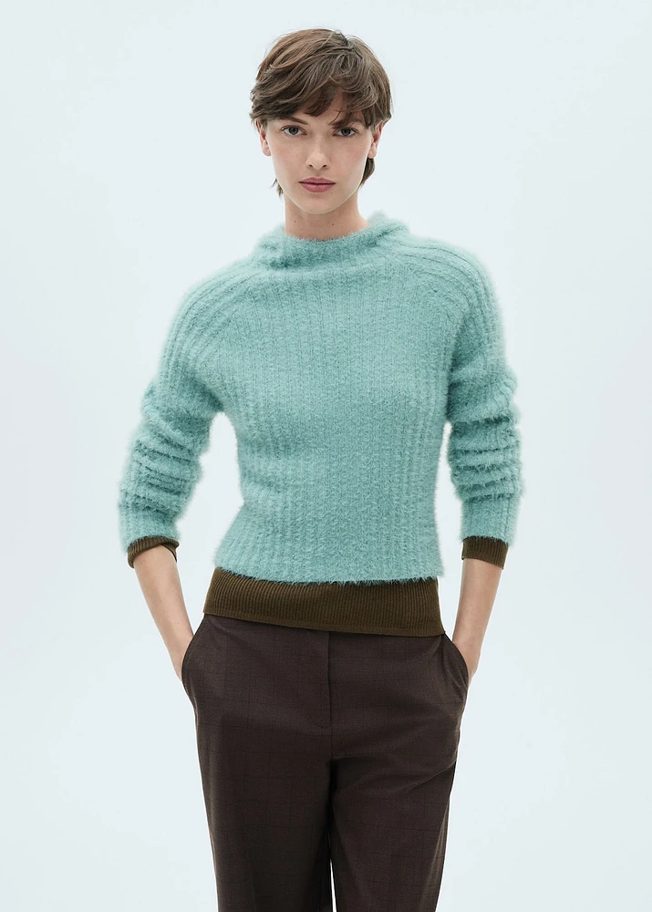 Fur-effect hooded sweater