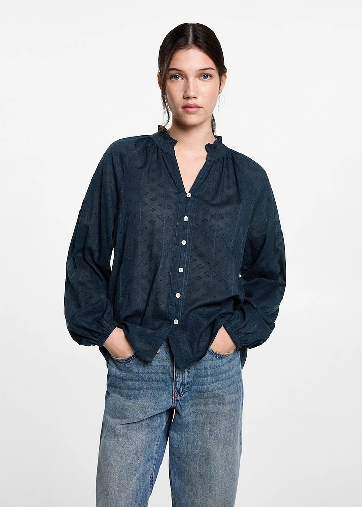 Textured embroidered blouse