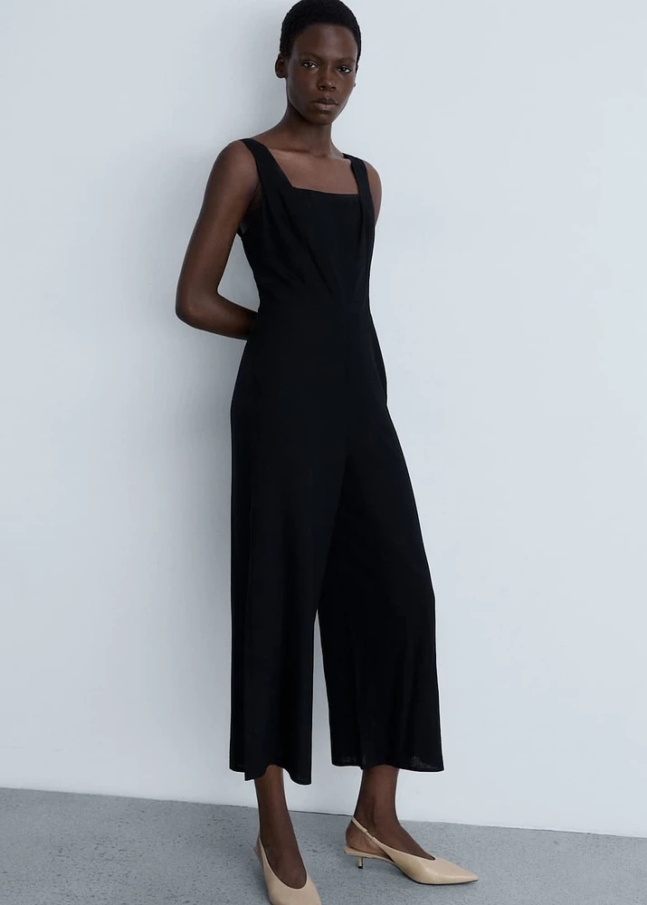 Straight-fit linen jumpsuit