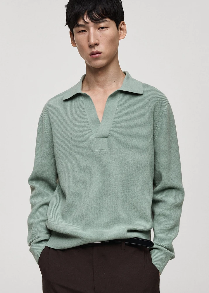 Knitted wool blend polo sweater