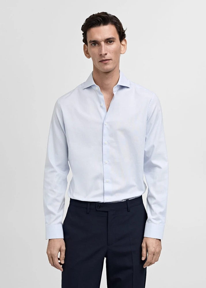 Slim-fit micro-print twill suit shirt