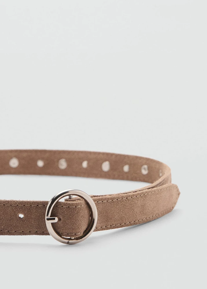 Laser-cut suede belt