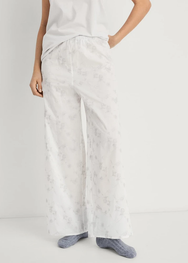Embroidered pajama pants