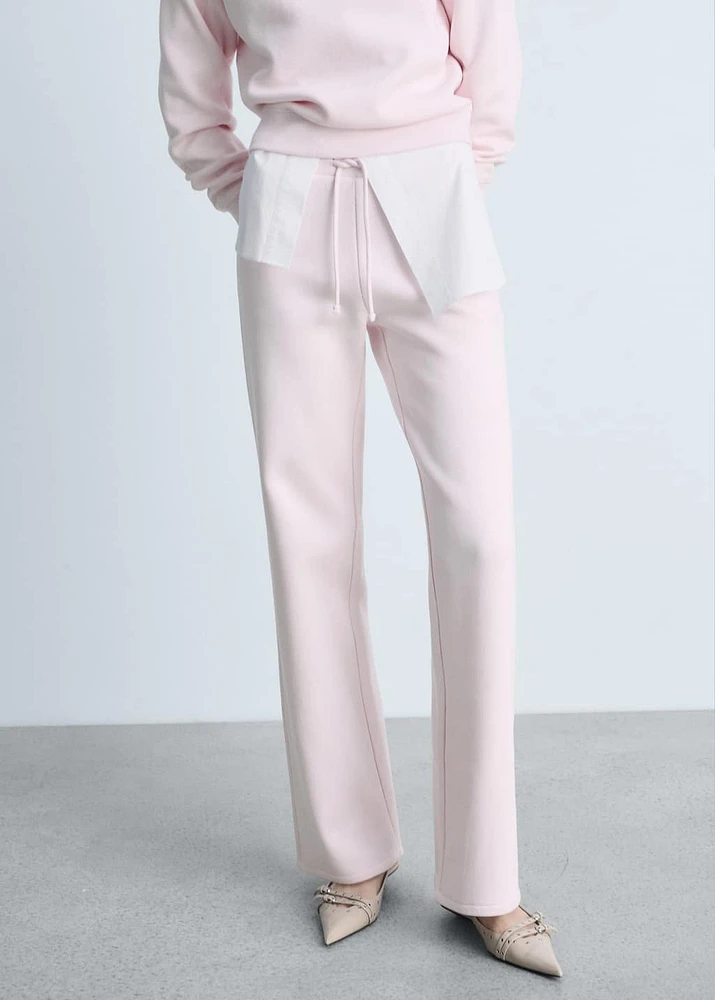 Wide leg cotton joggers
