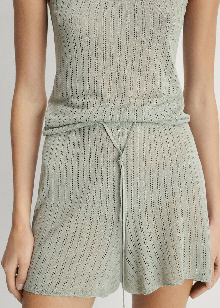 Pajama shorts with pointelle detail
