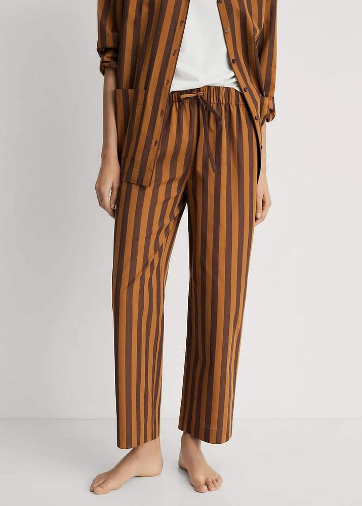 Woven two-tone striped pants