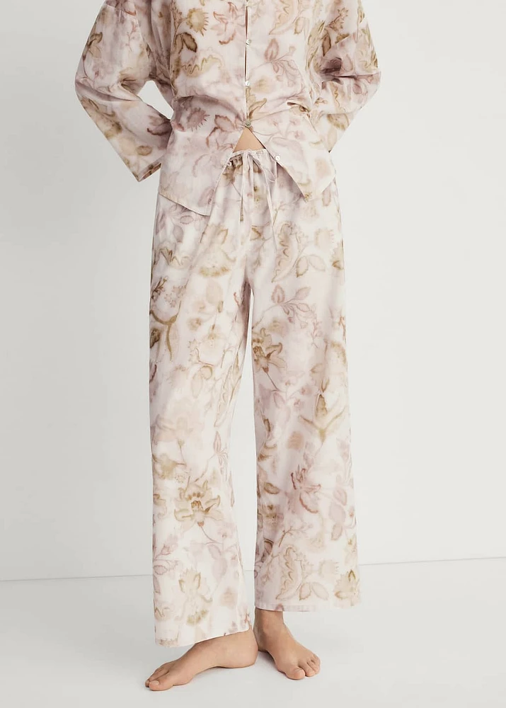 Pajama pants with floral detail