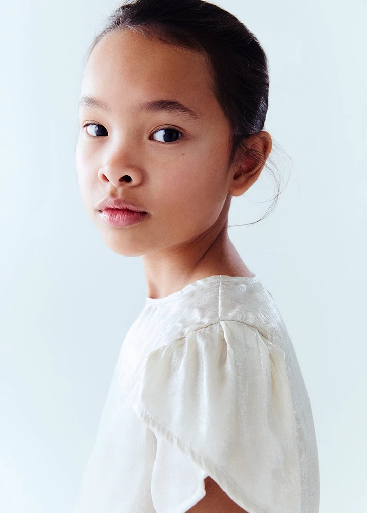 Short-sleeved satin blouse