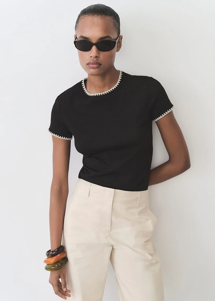 Cotton t-shirt with contrasting trim