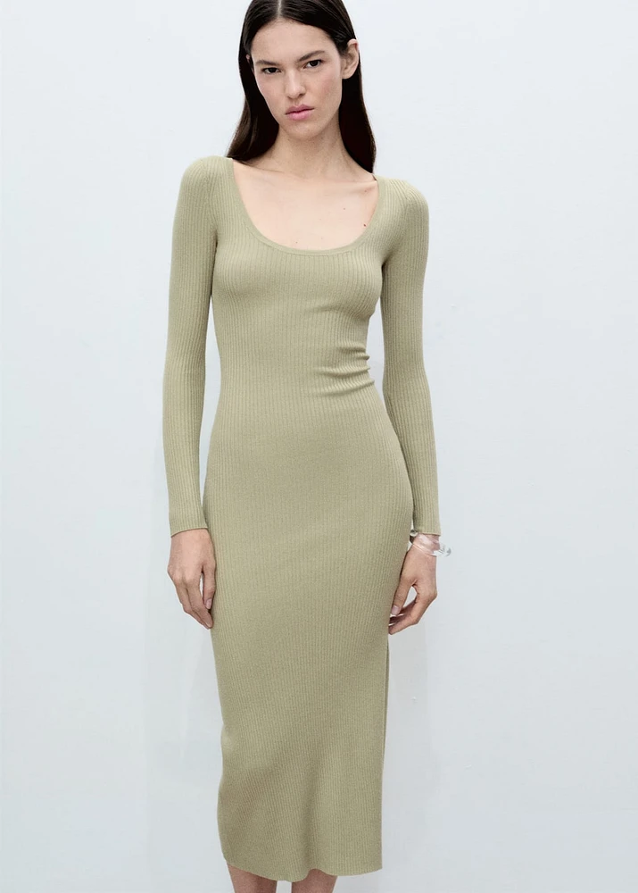 Rib-knit midi-dress