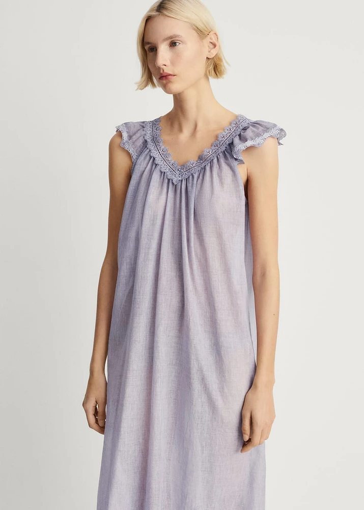Overdyed lace cotton nightdress