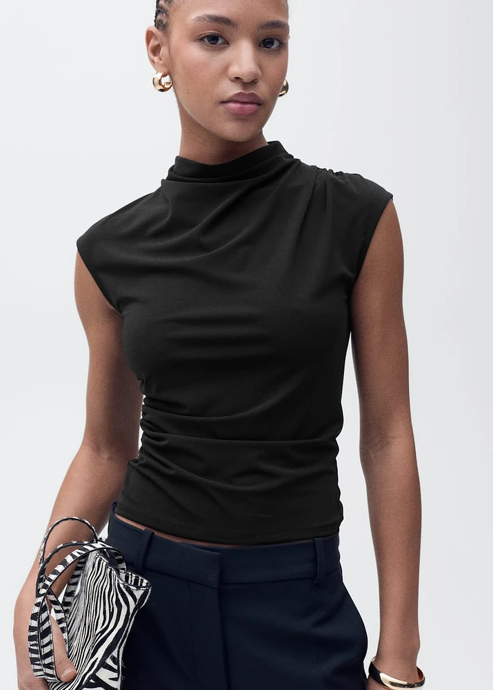 Fine-knit draped top