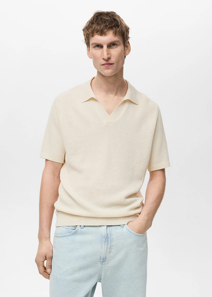 Fine-knit polo shirt