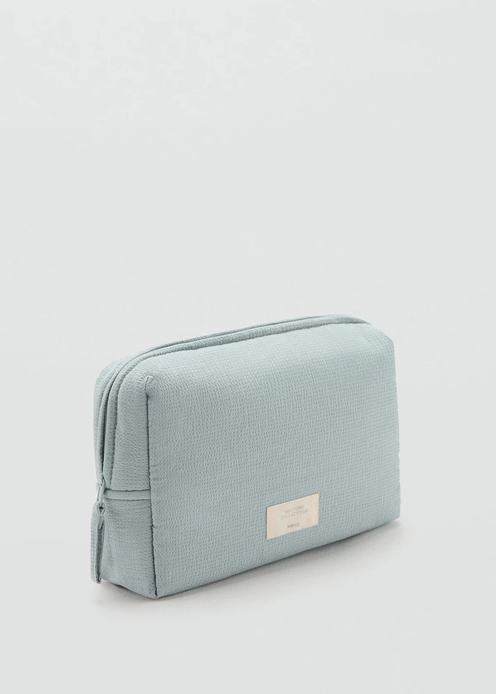 Textured cotton cosmetic bag