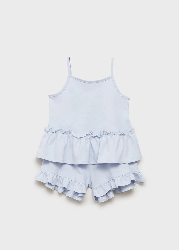 Pajama shorts with ruffles