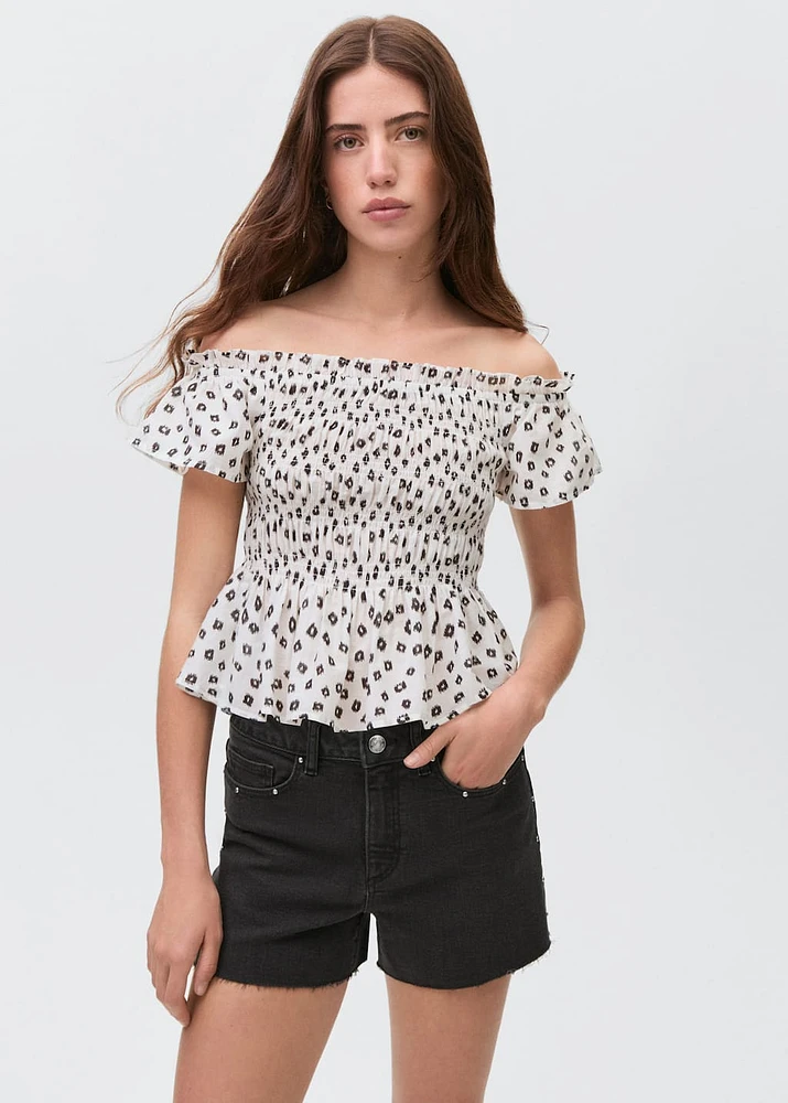 Studded denim shorts