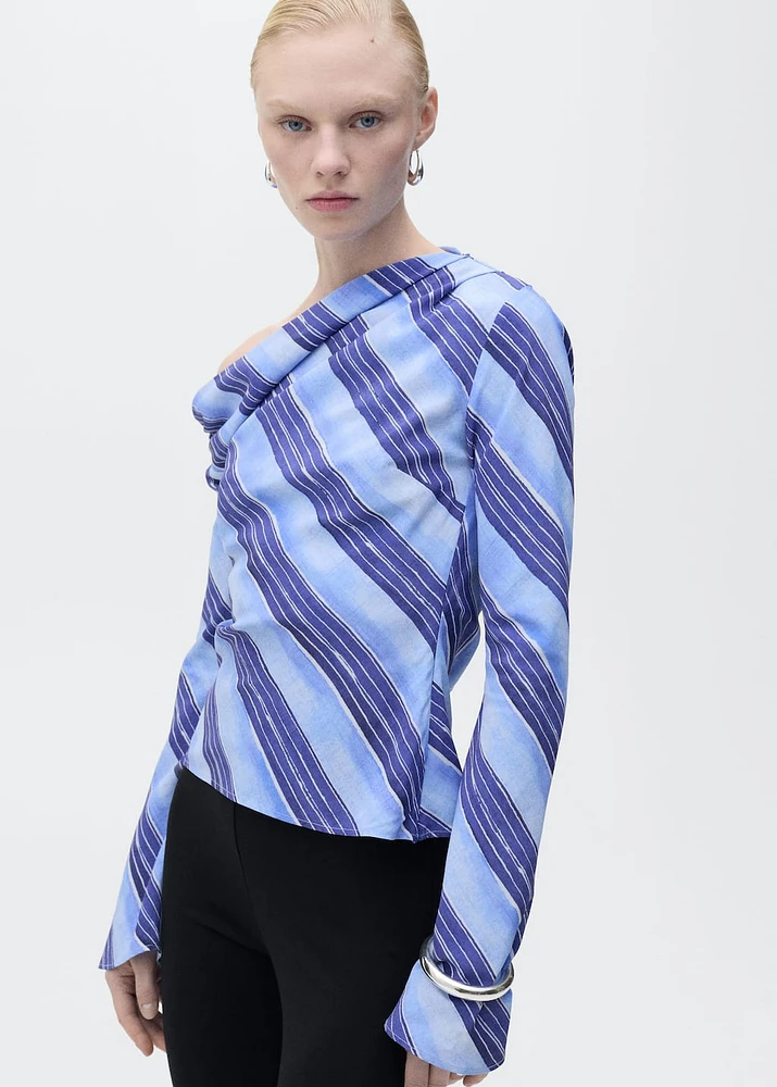 Asymmetrical striped blouse