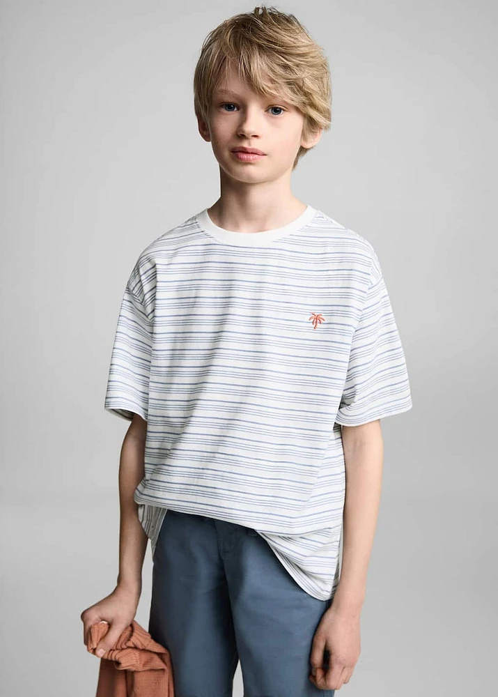Striped t-shirt with embroidered detail