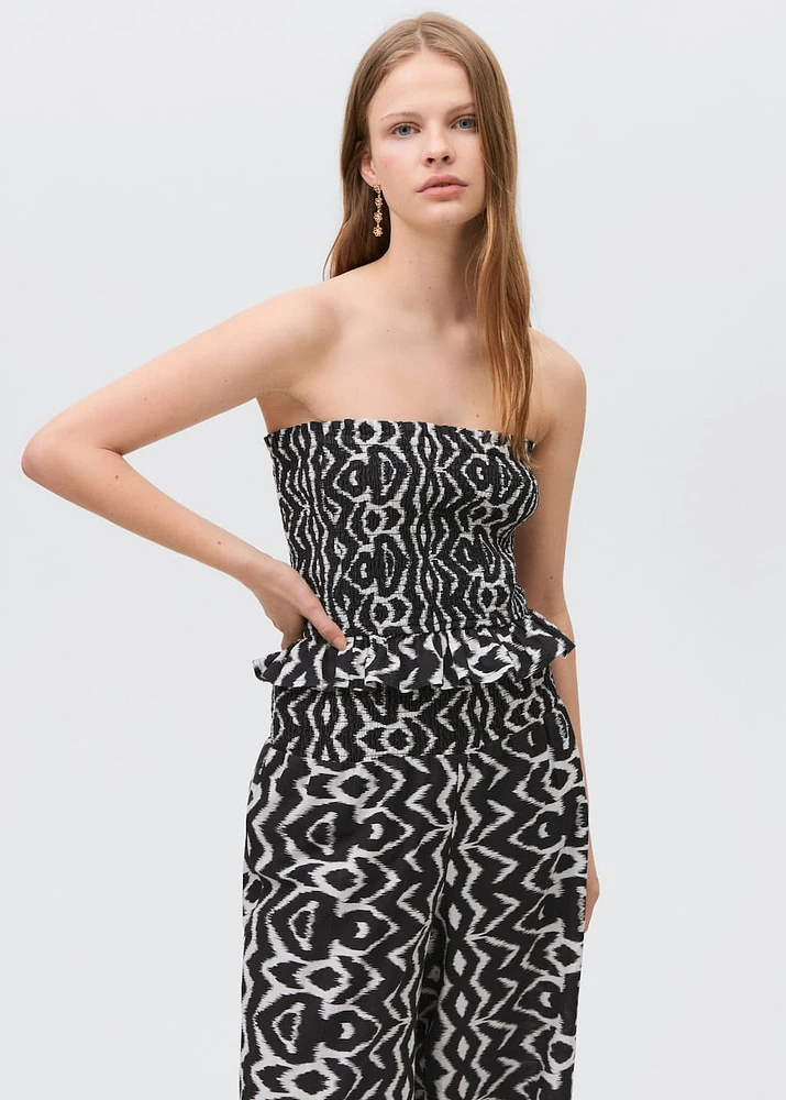 Strapless top with ruffles