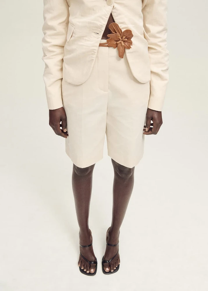 Linen-blend suit bermuda shorts