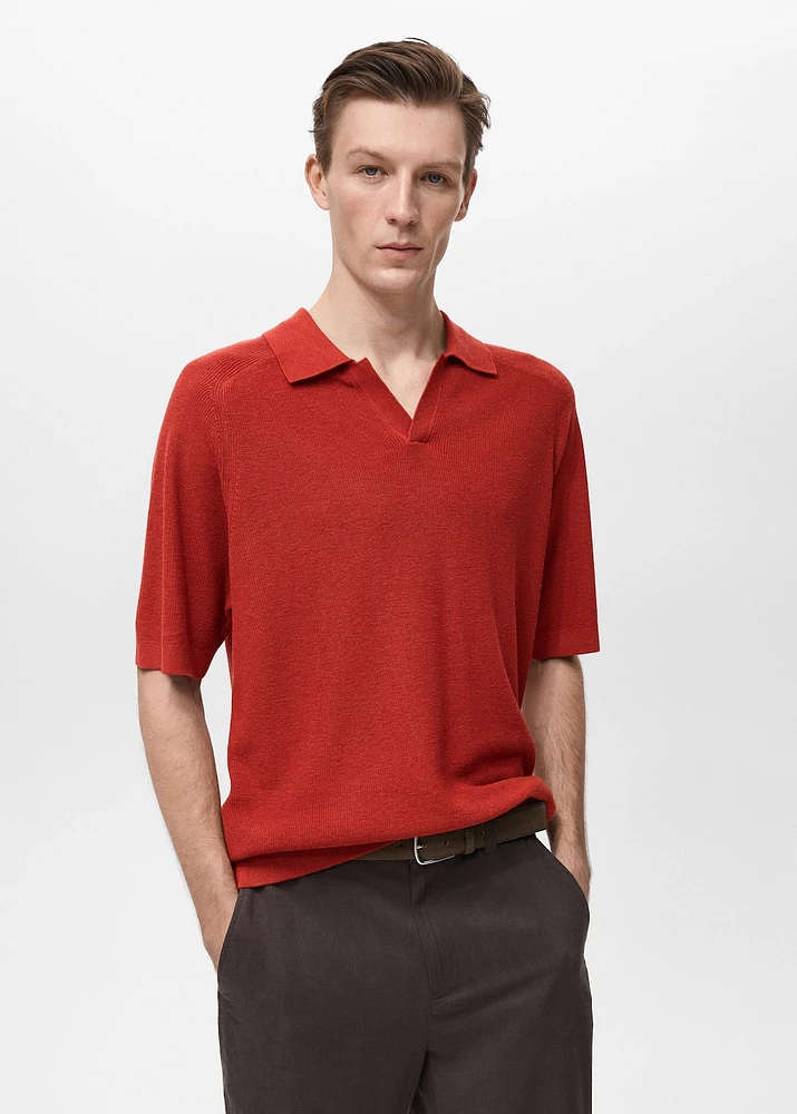 Structured knitted polo shirt