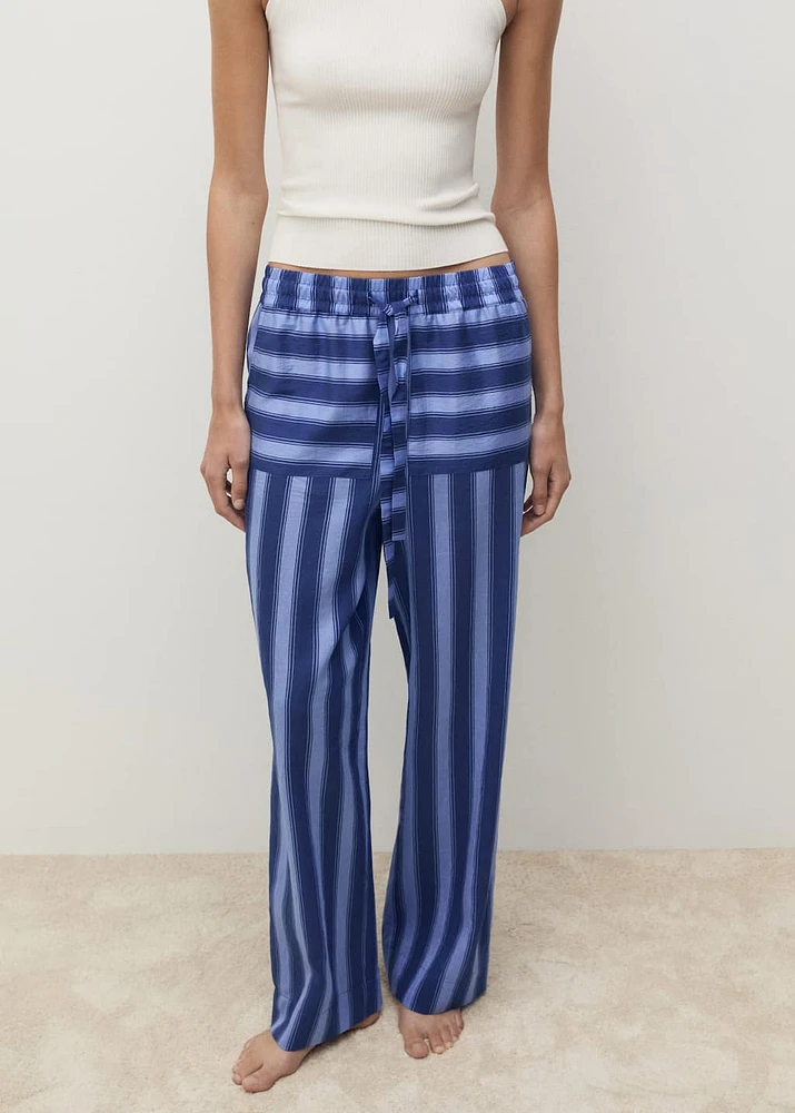 Woven lyocell pants with two-tone stripes
