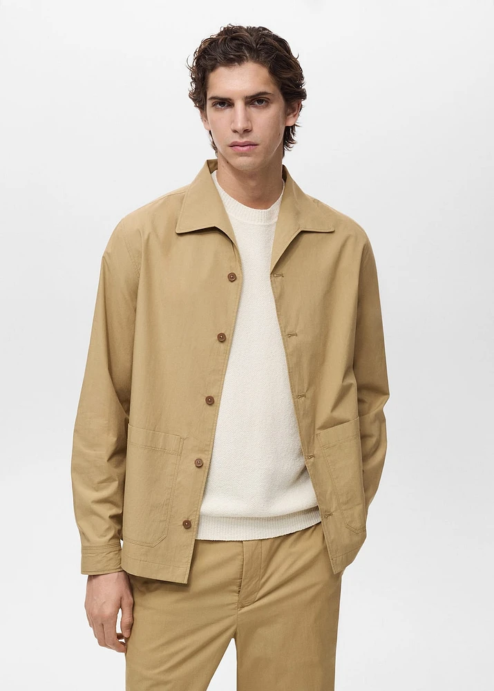 Cotton overshirt with pocket