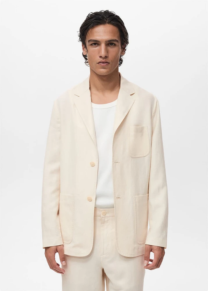Linen-lyocell blend suit blazer