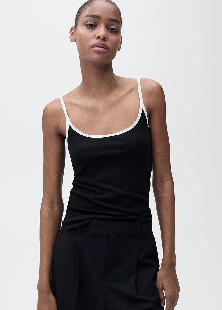 Lyocell top with contrasting trim