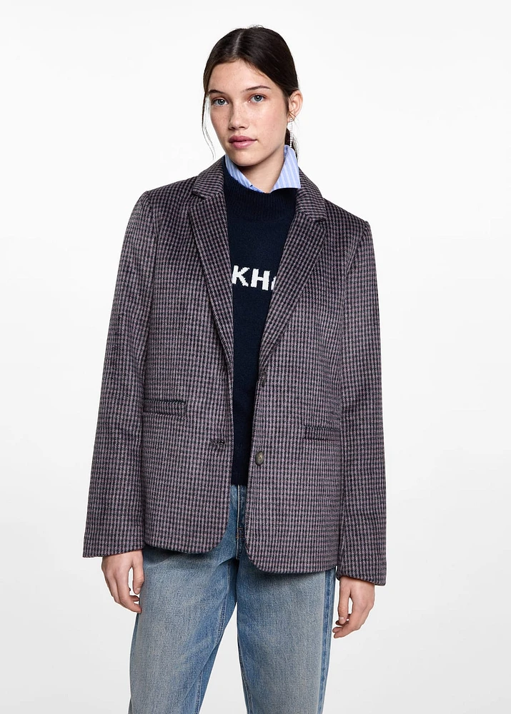 Lapels Houndstooth suit blazer