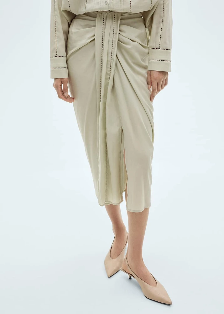 Draped midi skirt