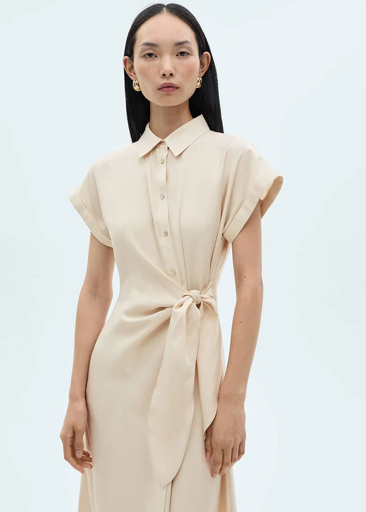 Knot detail shirt dress