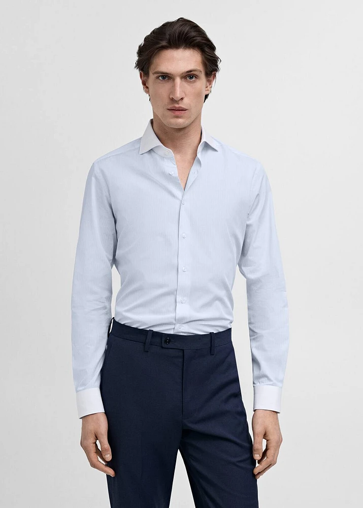 Striped suit shirt with contrasting collar