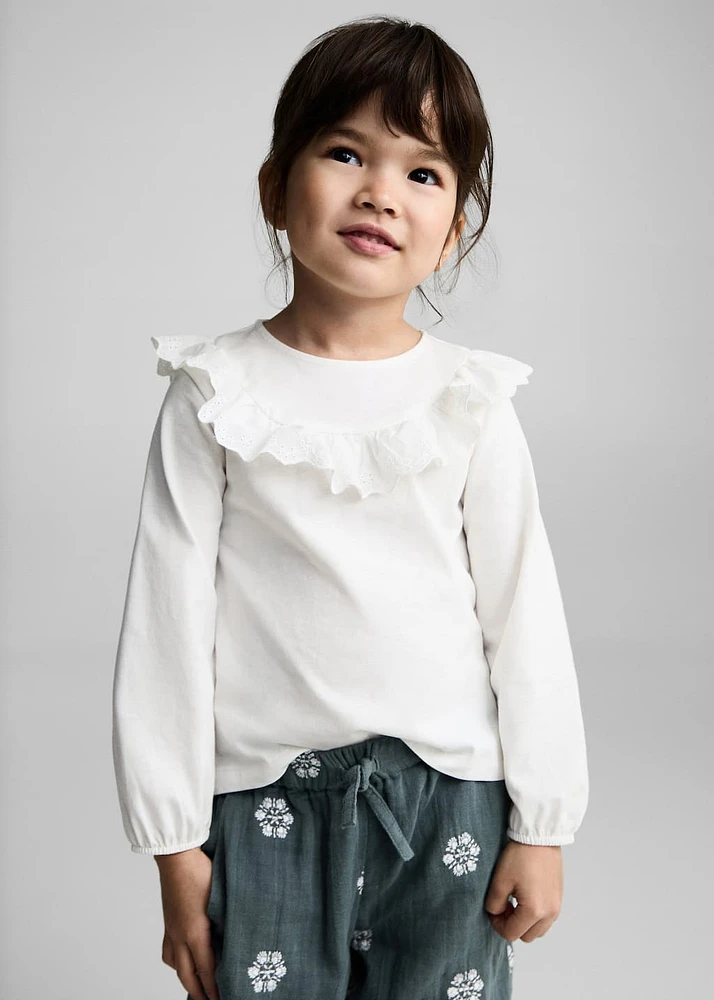 Ruffle cotton T-shirt